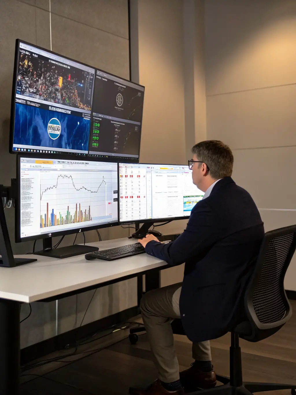 A strategist analyzing data and making informed decisions, illustrating strategic precision developed through Dominum.