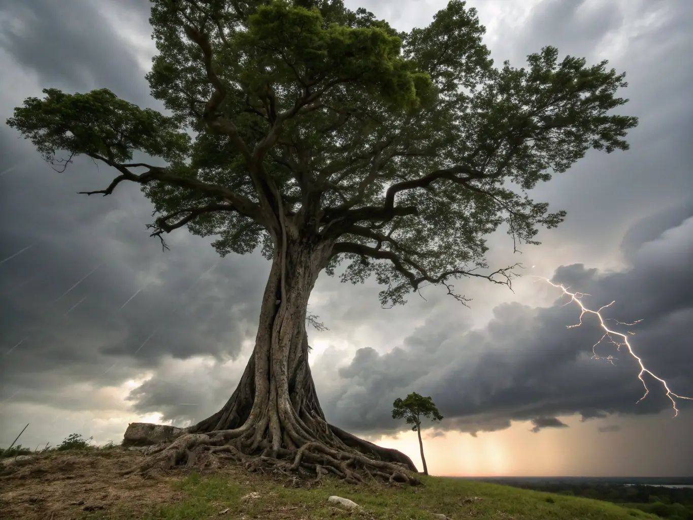 A visual representation of psychological resilience, such as a tree bending in the wind but not breaking, symbolizing the ability to withstand pressure and bounce back from adversity.
